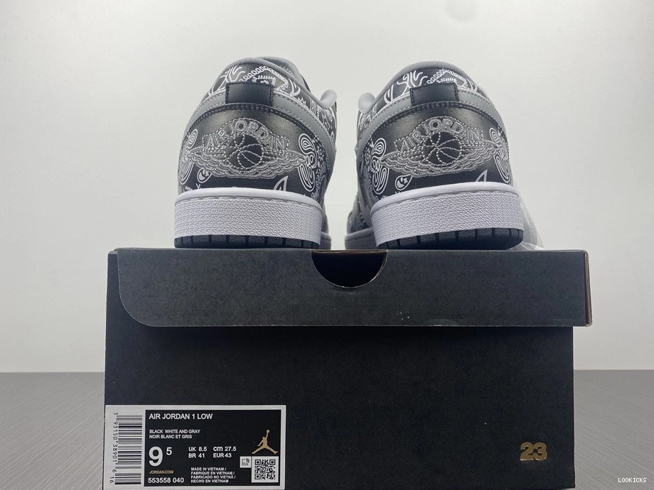 Cheap 1 Grey Low 553558-040 White Black Jordan - 0509